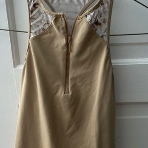 Capezio creamy tan top with front zipper